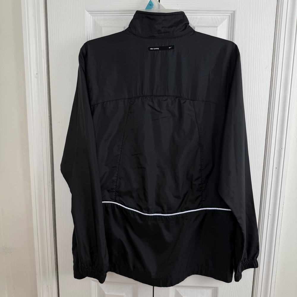 Nike Running Windbreaker Jacket Black White Piping Ripstop Mens Small S 4-6 - Picture 8 of 11